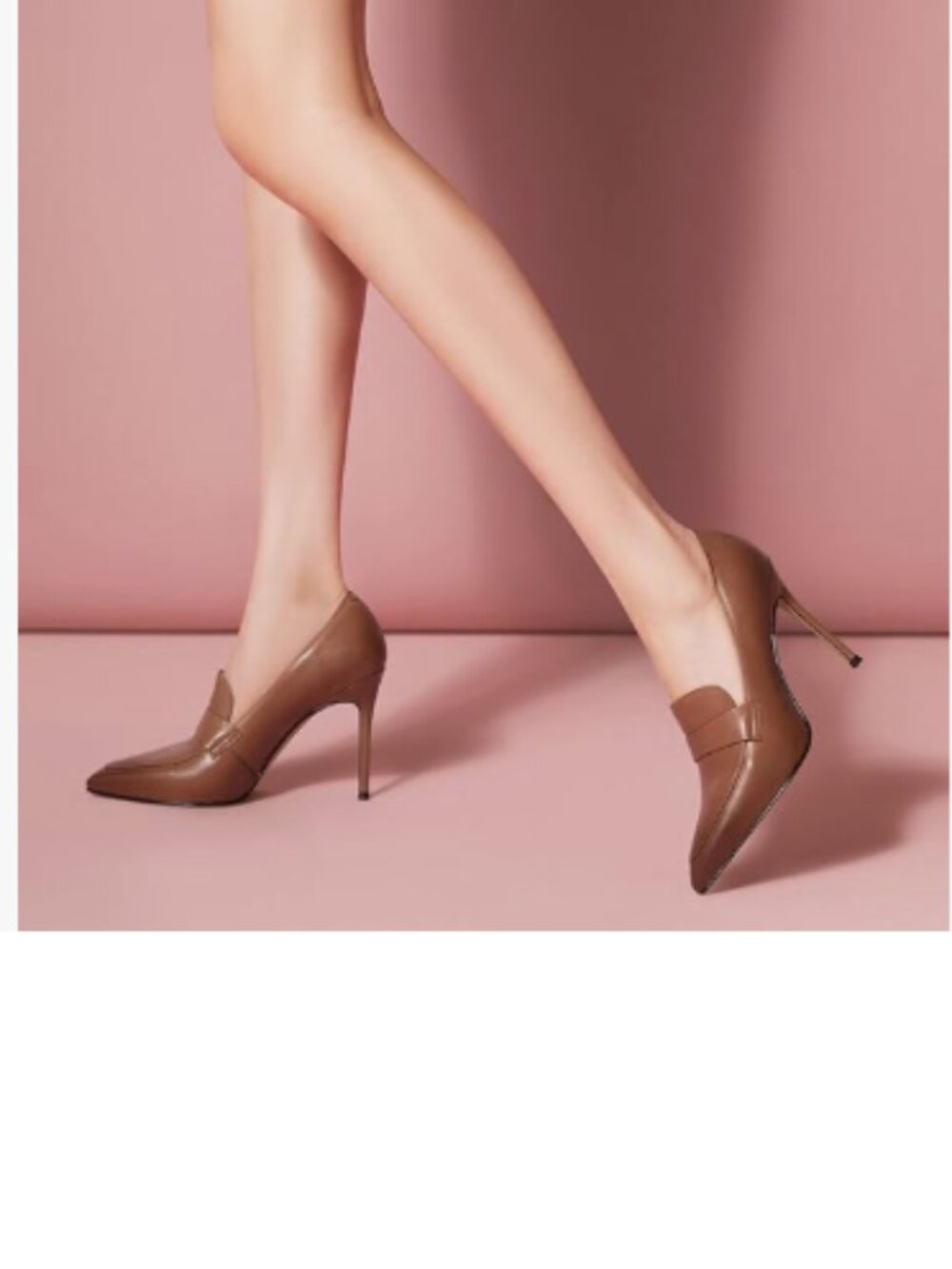 YDN Brown High Heel Pumps Slip on Pointed Toe Loafers All Season Office Shoes